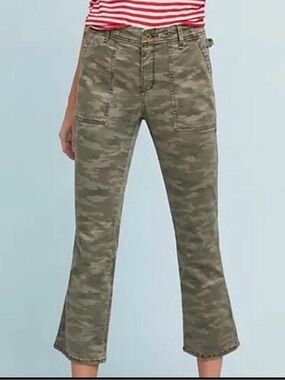 Women's Cropped Camo Utility Pants - Anthropologie utility cropped flare pants